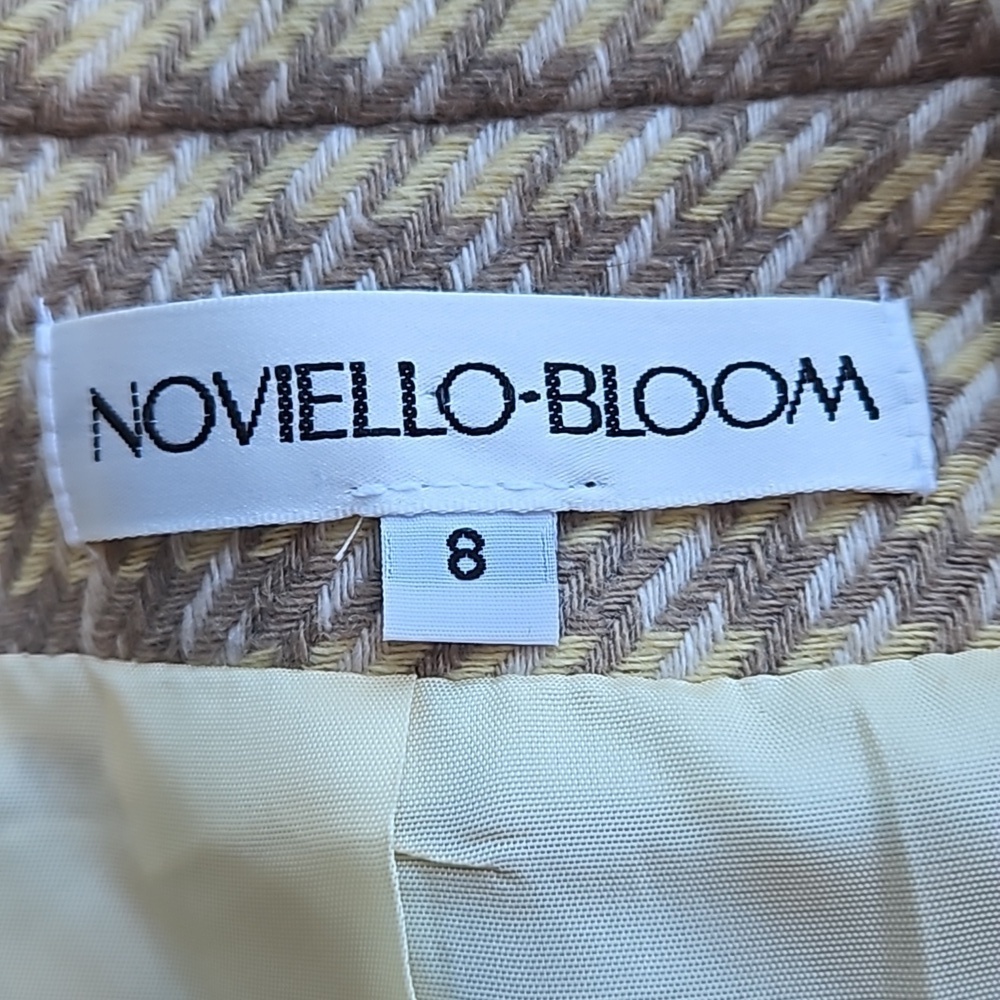 Noviello Bloom Vintage Academia Beige Tan Floral Houndstooth Wool Blazer 8 - Picture 5 of 8